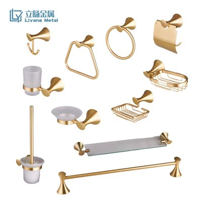 Set di accessori per il bagno in oro spazzolato